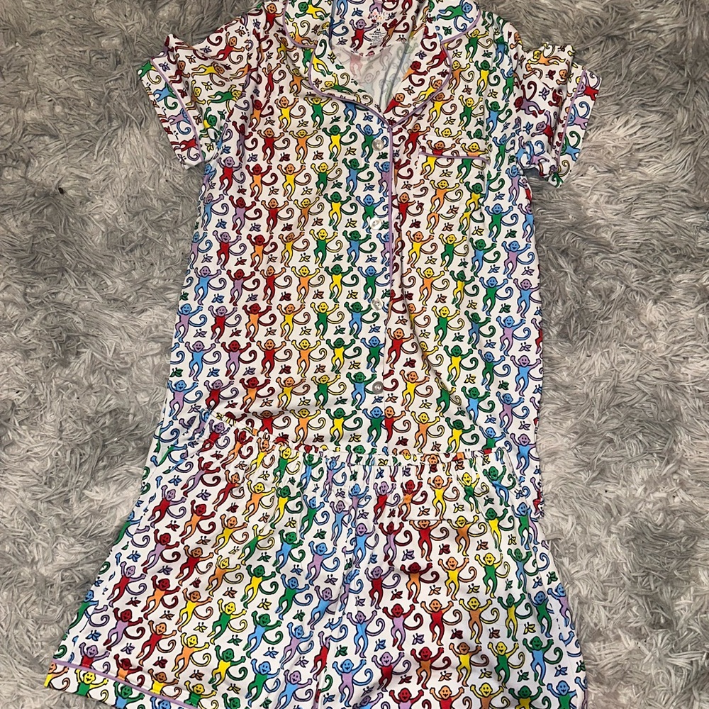 ROLLER RABBIT Colorful Monkey Print Pajama Set